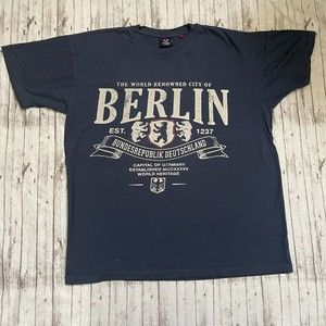 FOX ORIGINALS Men’s BERLIN Short Sleeve Graphic Print Blue T Shirt  Size Large L